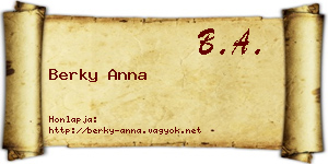 Berky Anna névjegykártya